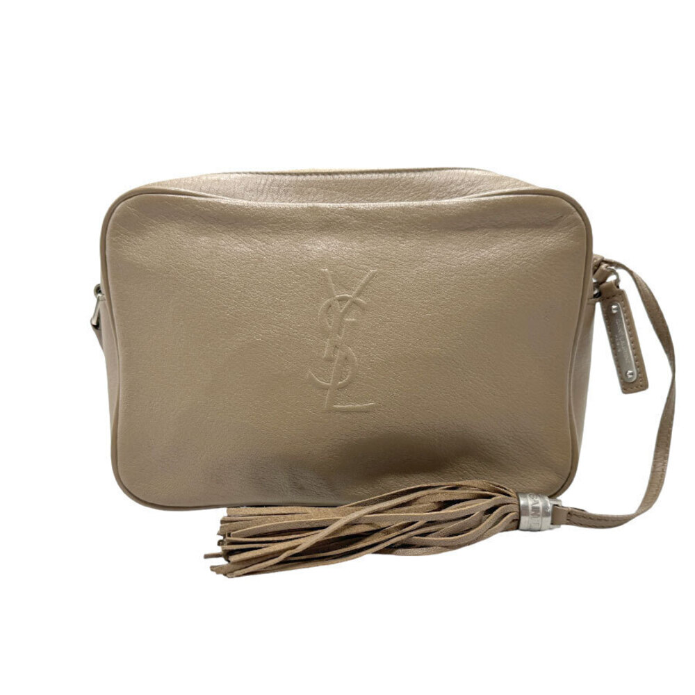 Saint Laurent Crossbody bag leather brown silver